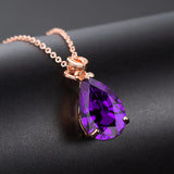 Amethyst Gemstone Diamond Pendant Necklace 14k Rose Choker