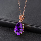 Amethyst Gemstone Diamond Pendant Necklace 14k Rose Choker