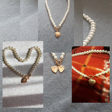 Choker Necklace Women Statement Love Necklace Pearl Heart Pendant