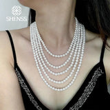 Elegant 6mm Shell Pearl Necklace 925 Sterling Silver Chain for Women