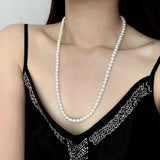 Elegant 6mm Shell Pearl Necklace 925 Sterling Silver Chain for Women