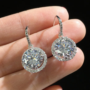 Round Drop Crystal Earrings AAA+ Cubic Zirconia