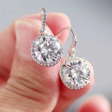 Round Drop Crystal Earrings AAA+ Cubic Zirconia