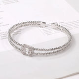 Zircon Cuff Bangles Bracelets For Women - Wedding Jewelry
