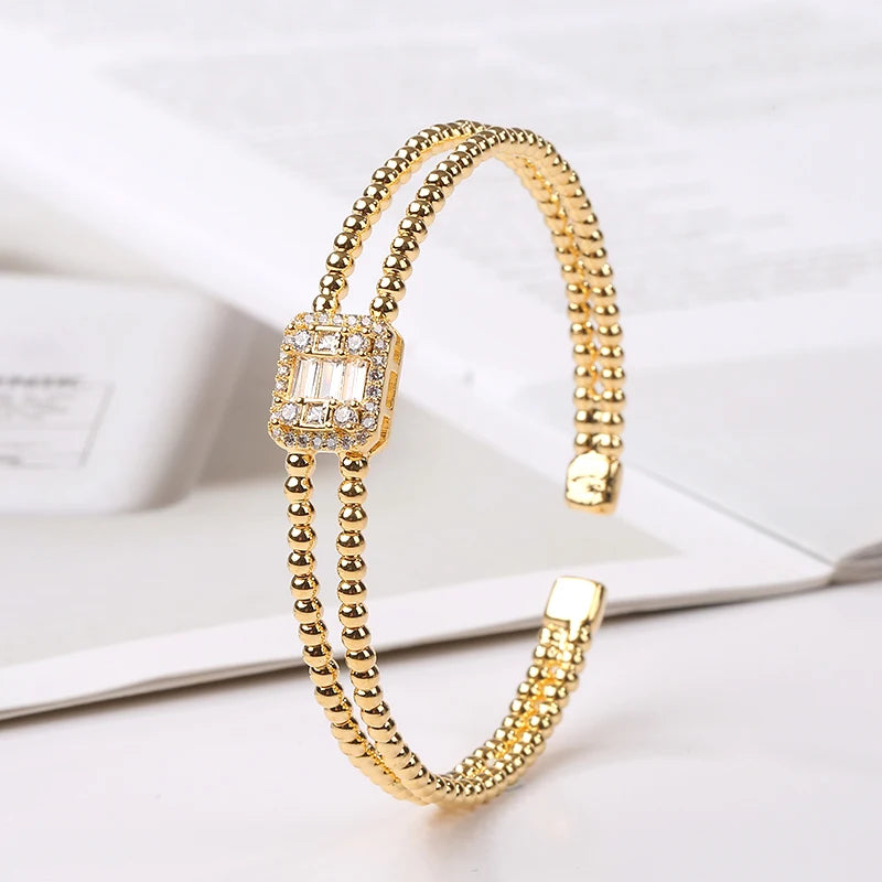 Zircon Cuff Bangles Bracelets For Women - Wedding Jewelry