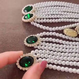 Double Layer Pearl Necklace Earring Set for Women