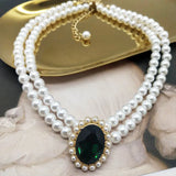 Double Layer Pearl Necklace Earring Set for Women