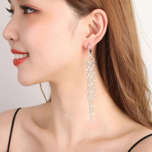 Crystal Tassel Drop Clip On Earrings 18k Filled Jewelry