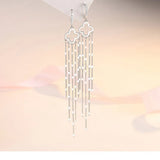 Crystal Tassel Drop Clip On Earrings 18k Filled Jewelry