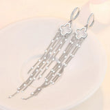 Crystal Tassel Drop Clip On Earrings 18k Filled Jewelry