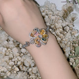 CZ 925 Silver Bracelets for Women Flower Petal Charm Bangle Chain Jewelry