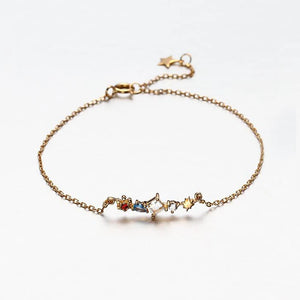 Colorful CZ Slim 14K 925 Silver Bracelet Wedding Jewelry