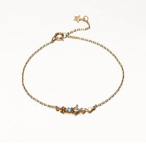 Colorful CZ Slim 14K 925 Silver Bracelet Wedding Jewelry