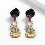 Courtly Moonlight Jewel Earrings Set with Red Zircon