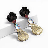 Courtly Moonlight Jewel Earrings Set with Red Zircon