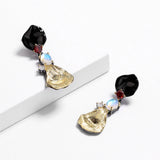 Courtly Moonlight Jewel Earrings Set with Red Zircon
