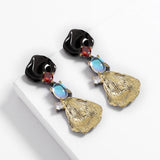 Courtly Moonlight Jewel Earrings Set with Red Zircon