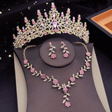 Wedding Crown Jewelry Set Tiara Flower Choker Earrings