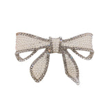 Pearl Paved Hair Clips Metal Pinch Cock Bowknot Headdress