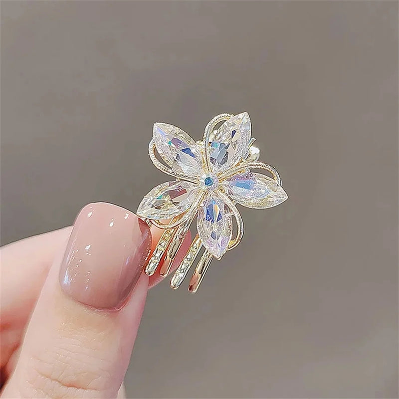 Crystal Flower Hairpin Bangs Clip Hair Accessory