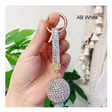 Crystal Round Ball Keychain Rhinestone Lanyard Bag Charm Car Key Ring Holder