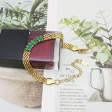 Crystal Web Chain Bracelet Stainless Steel Jewelry 18K Metal Women Accessories