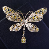 Yellow Crystal Butterfly Pins Brooches for Woman - Insect Jewelry