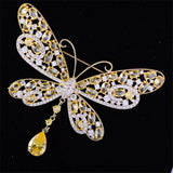 Yellow Crystal Butterfly Pins Brooches for Woman - Insect Jewelry