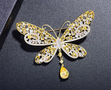 Yellow Crystal Butterfly Pins Brooches for Woman - Insect Jewelry