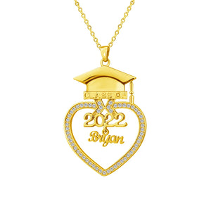 Trencher Hat Heart Pendant Crystal Necklace