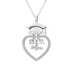 Trencher Hat Heart Pendant Crystal Necklace