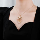 Trencher Hat Heart Pendant Crystal Necklace