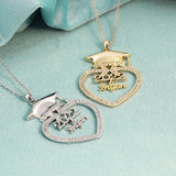 Trencher Hat Heart Pendant Crystal Necklace