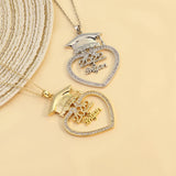 Trencher Hat Heart Pendant Crystal Necklace