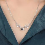 Photo Projection Necklace Pendant Deer Zircon Choker Necklace Jewelry Gift