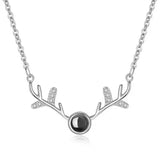 Photo Projection Necklace Pendant Deer Zircon Choker Necklace Jewelry Gift