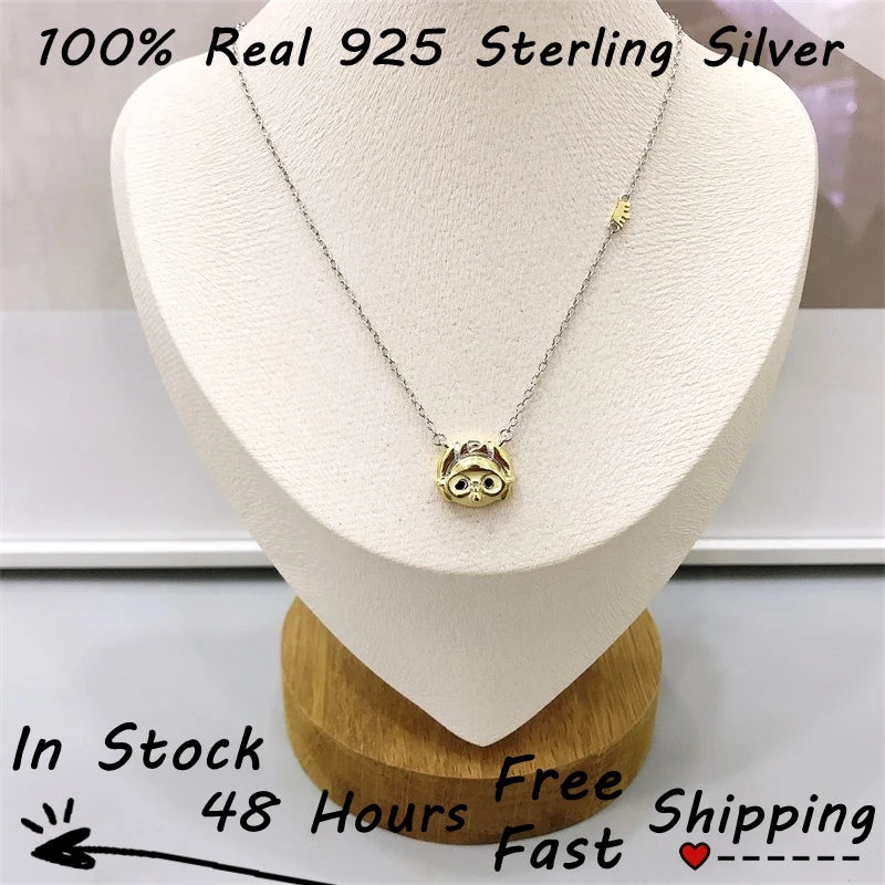 925 Sterling Silver Carton Bird Pendant Jewelry Ins Crown Clavicle Anime Collar