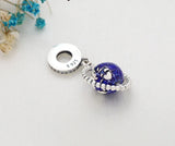 Dark Rotatable Globe Charm Pendant 925 Silver Bead Crystal Set