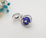 Dark Rotatable Globe Charm Pendant 925 Silver Bead Crystal Set