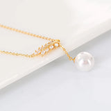 Pearl Inlaid Feather Pendant Sterling Silver Necklace for Girls