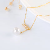 Pearl Inlaid Feather Pendant Sterling Silver Necklace for Girls