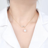 Pearl Inlaid Feather Pendant Sterling Silver Necklace for Girls
