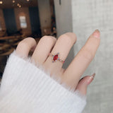 Zircon Flower Heart Rings Adjustable Opening Party Jewelry