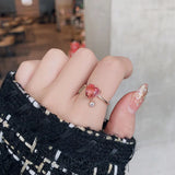 Zircon Flower Heart Rings Adjustable Opening Party Jewelry