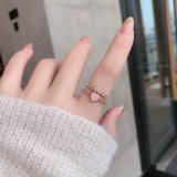 Zircon Flower Heart Rings Adjustable Opening Party Jewelry