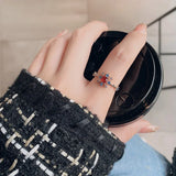 Zircon Flower Heart Rings Adjustable Opening Party Jewelry