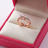 Zircon Flower Heart Rings Adjustable Opening Party Jewelry