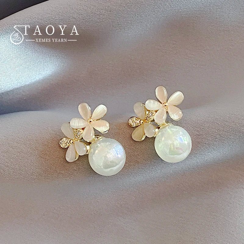 Opals Flower Beads Pendant Earrings for Women