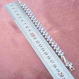 Purple Zirconia Silver Plated Link Chain Bracelet for Women