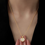 Enamel Rose Flower Pendant Necklace